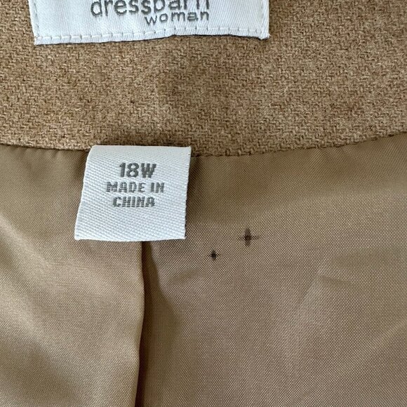 Dress Barn Vest Tan Floral Embroidered Wool Blend Lined Open Size 18W - Picture 9 of 12